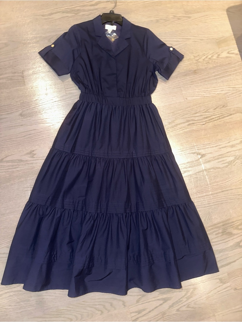 Calypso St. Barth Navy Tiered Short-Sleeve Maxi Dress